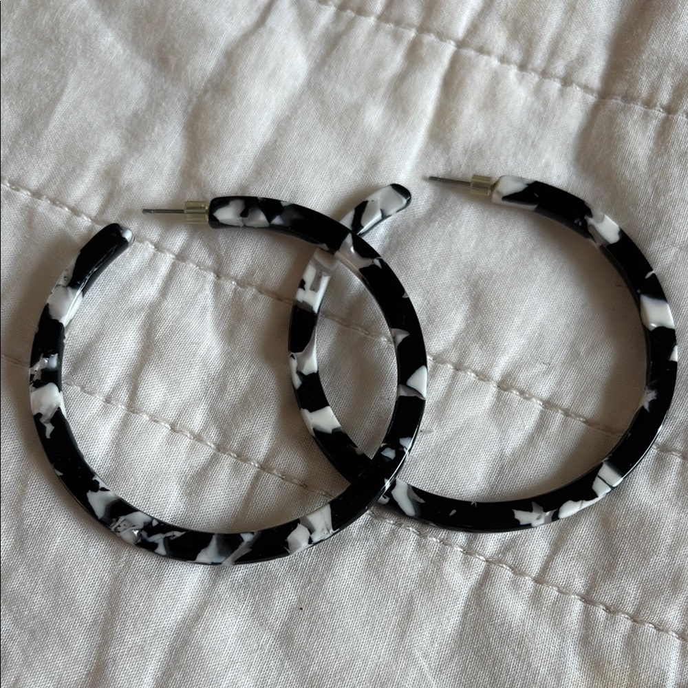 Black and White Hoop Earrings